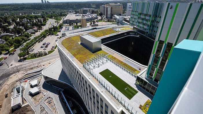 view of the Calgary Cancer Centre green roof