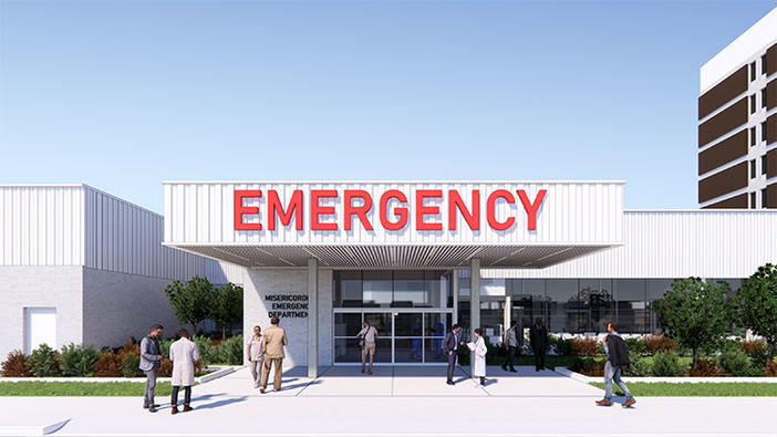 Artist rendition of the front of the new Misericordia Community Hospital emergency department