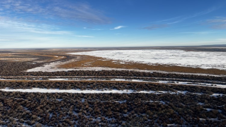 Photo of Receding water levels in Zama Lake in northwestern Alberta