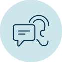Speech bubble and an ear.