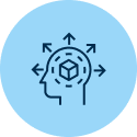 Icon of a head with a box inside and arrows pointing out.