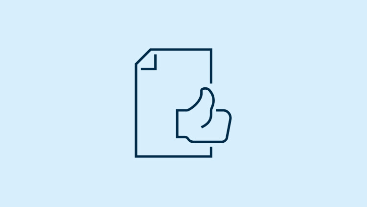 Paper document with a thumbs up.