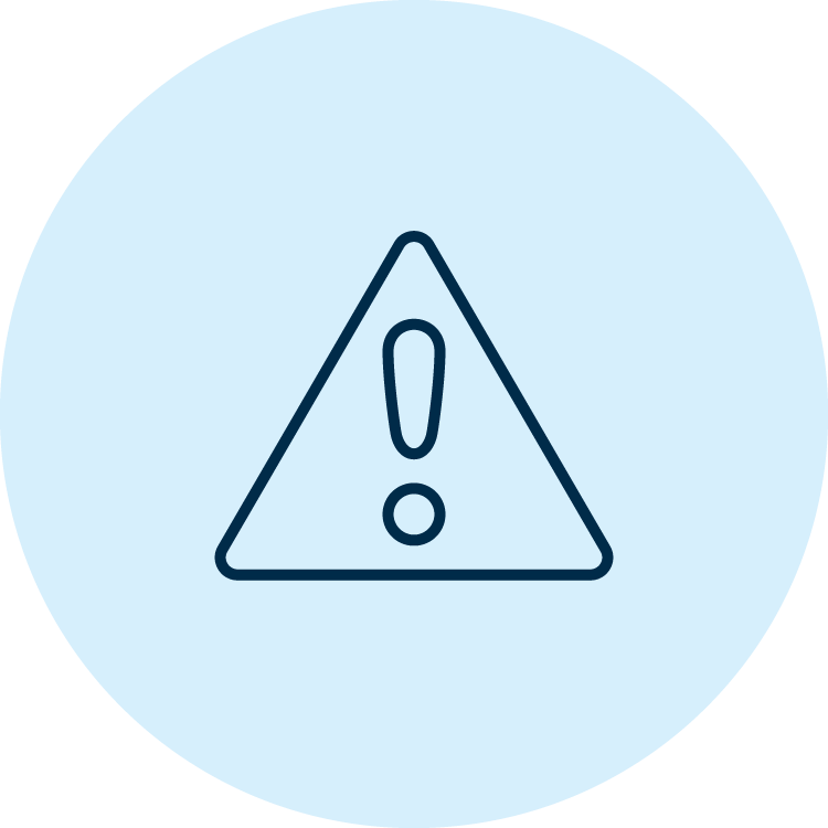 Icon of a triangular hazard symbol.