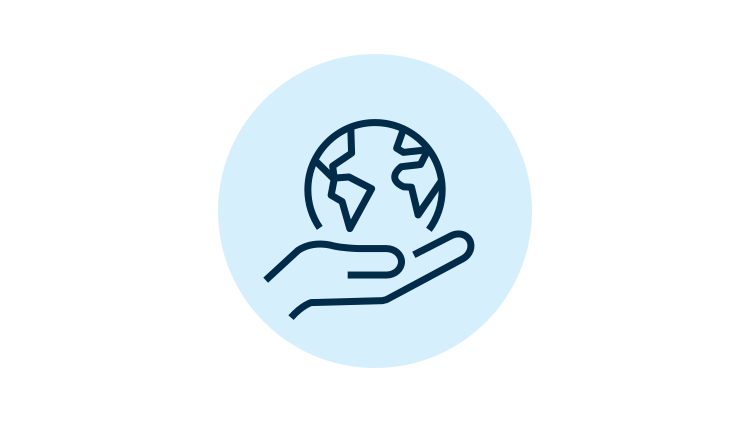 Icon of the world supported by a person's hand