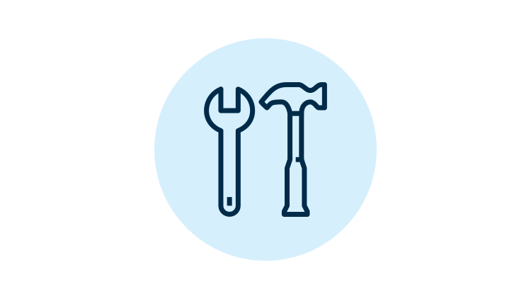 Icon of a wrench and a hammer