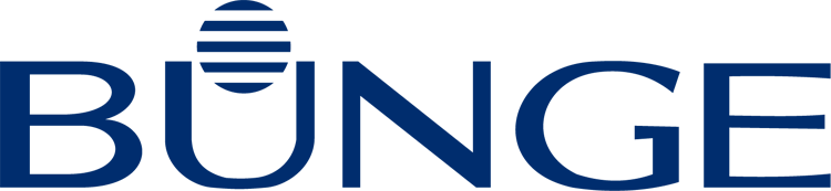Bunge logo: "BUNGE" in blue capital letters with a sliced circle over the "U"