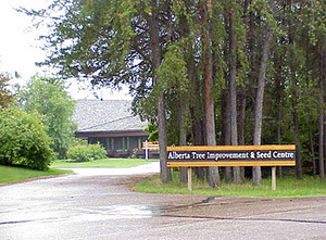 Picture of Alberta Tree Improvement and Seed Centre (ATISC) building and sign