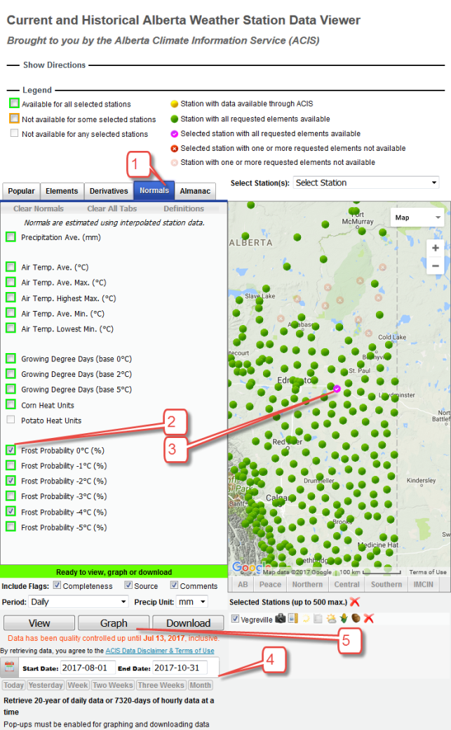Current and historical Alberta weather station data viewer map and layers from the Alberta Climate Information Service ACIS.