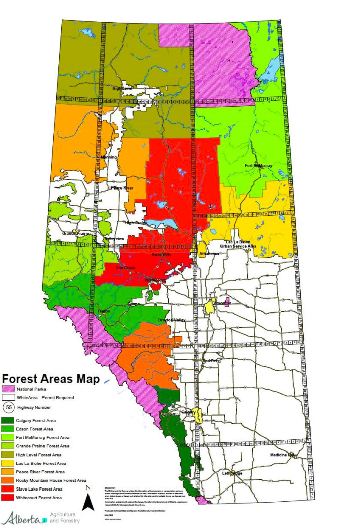 Alberta forest area map