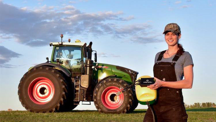 Woman in Front of Tractor 
