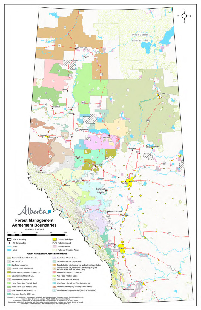 Forest management agreement boundaries map