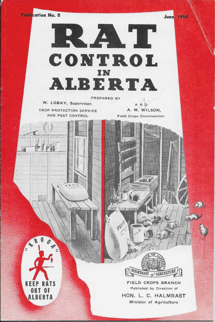 Photo of a poster for Rat Control in Alberta circa 1951