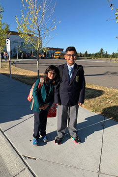 Photo of Alberta Northern Lights recipients Caleb and Raya