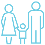 Icon of parents holding their child's hands