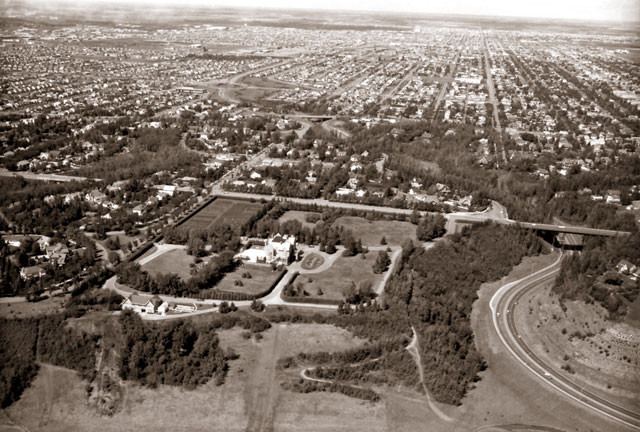 An archive aerial view of Government House.