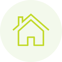 Green icon outline of a house