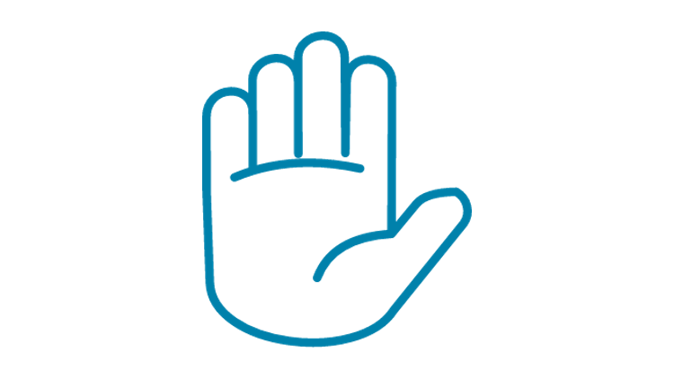 Hand with palm facing out icon