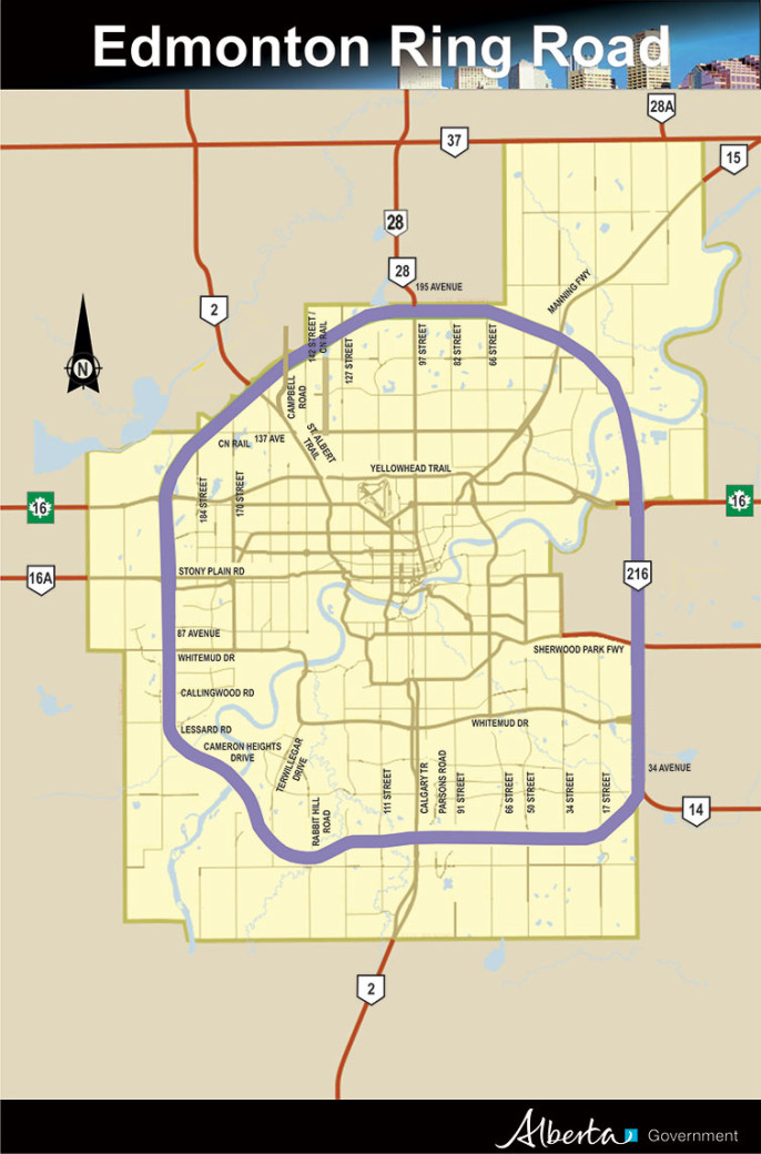 Map of Edmonton’s ring road