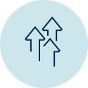 Arrows pointing up, representing an increase or rise.