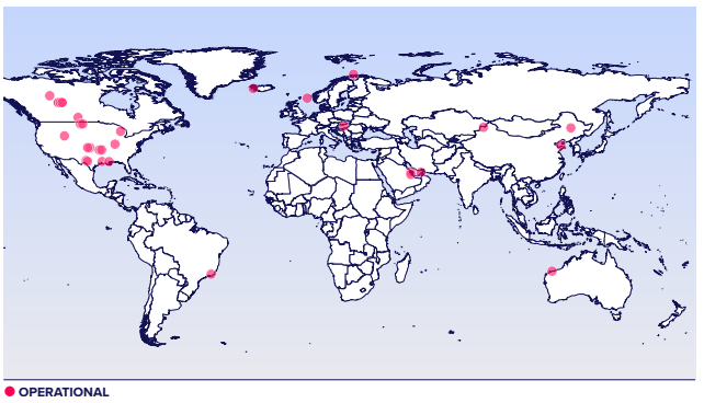 Map of Operational CCS projects (source: Global CCS Institute, Global Status of CCS 2022 Report)