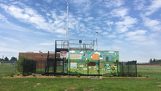 AQHI traditional long term station with light clouds overhead