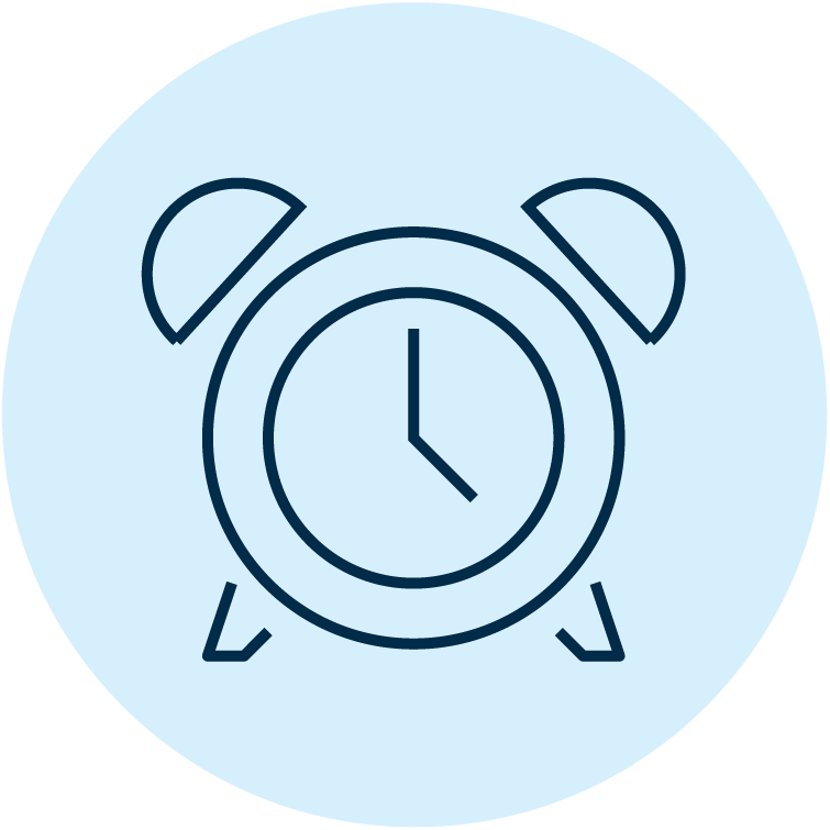 Icon of an alarm clock.