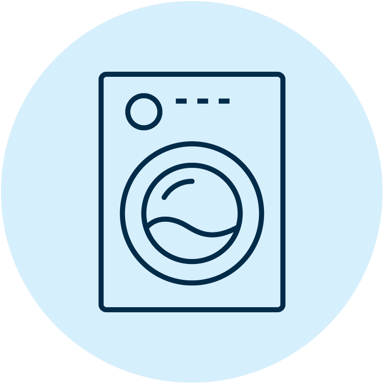 Icon depicting a front-load washing machine.