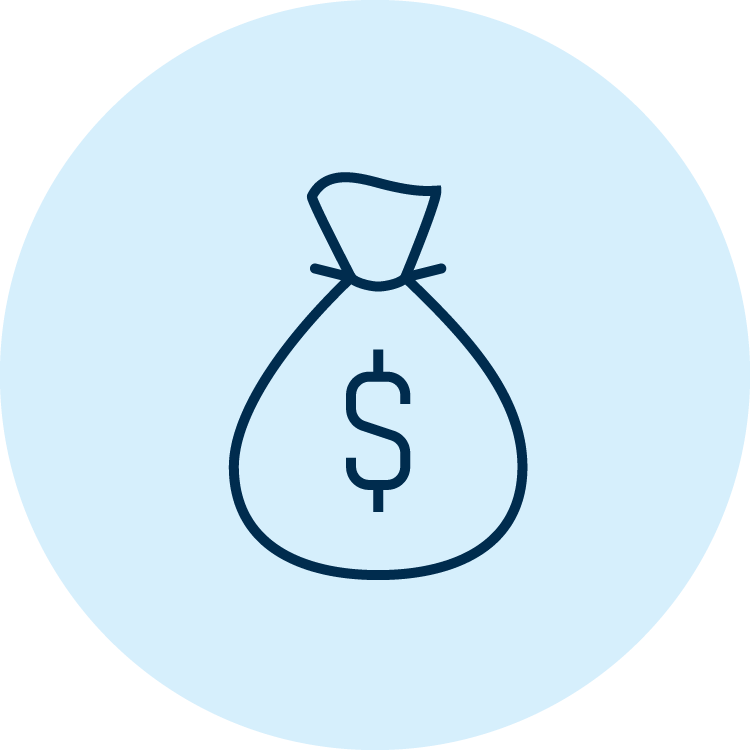 Bag with money symbol on it.