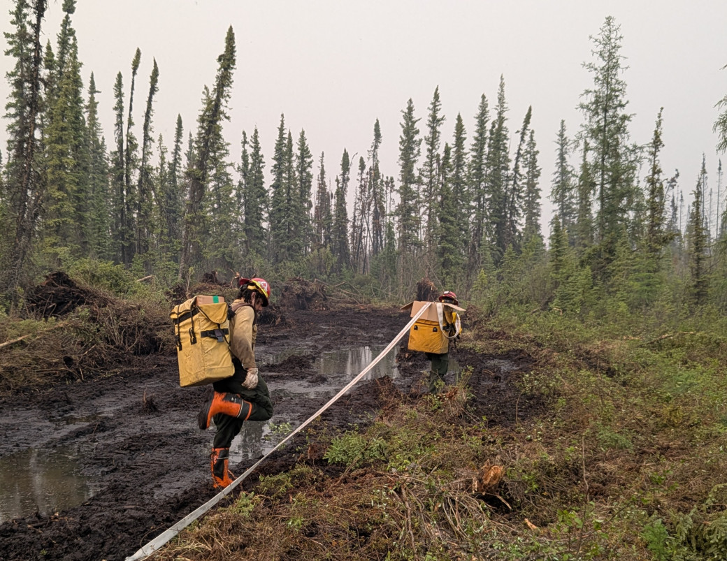 Firefighters search for hot spots on HWF036 (June 10, 2025)
