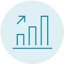 icon of bar chart with arrow pointing up