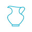 Blue icon outline of a water pitcher