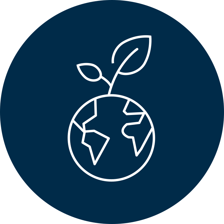 Icon of a sapling growing on the Earth