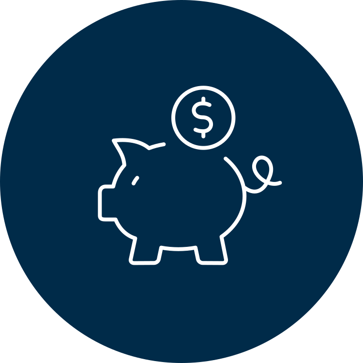 Icon of a coin and a piggy bank