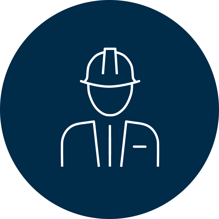 Icon of a person wearing a hard hat and a suit