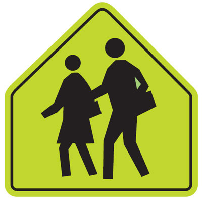 Photo of green school zone sign
