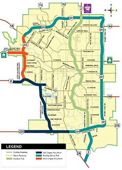 Map of Southwest Calgary Ring Road
