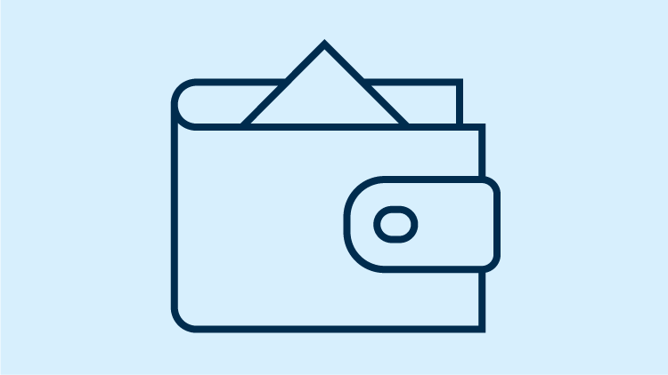 Icon outline image of a wallet with a button strap