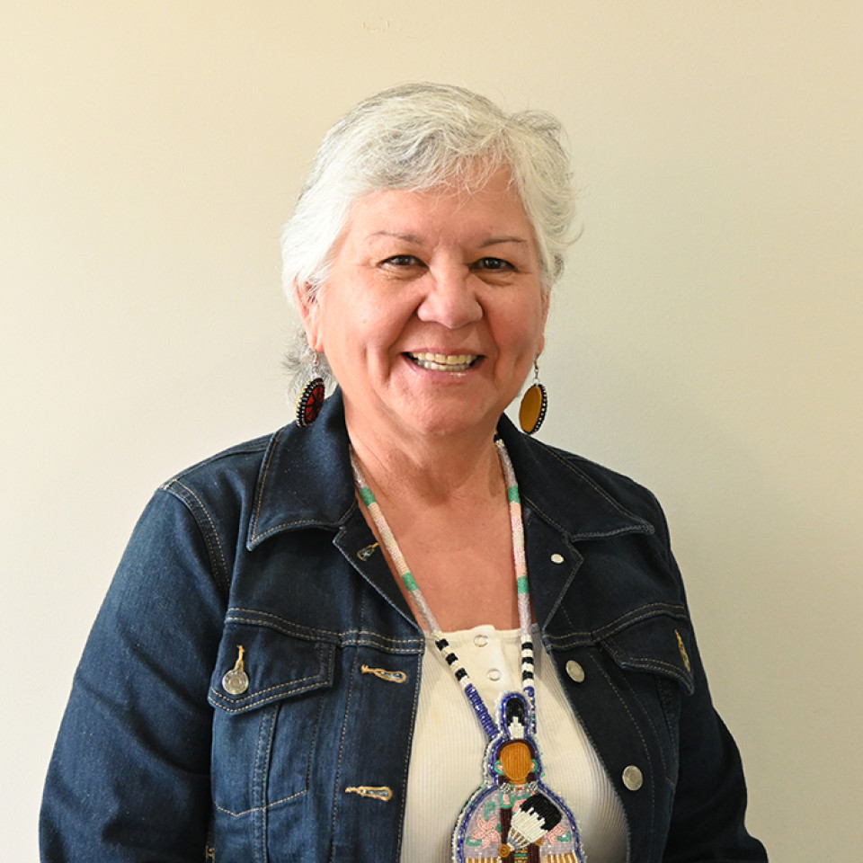 A head and shoulders shot of Elder Lorraine Albert, a member of Mikisew Cree First Nation who serves on the Indigenous Wisdom Advisory Panel in Alberta.